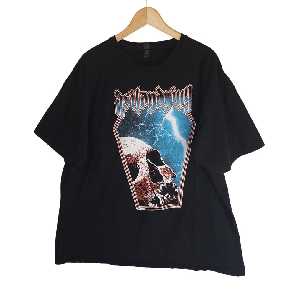 As I Lay Dying Band T-Shirt XXL Black‎ Skull Lightning Metalcore Tultex Tee